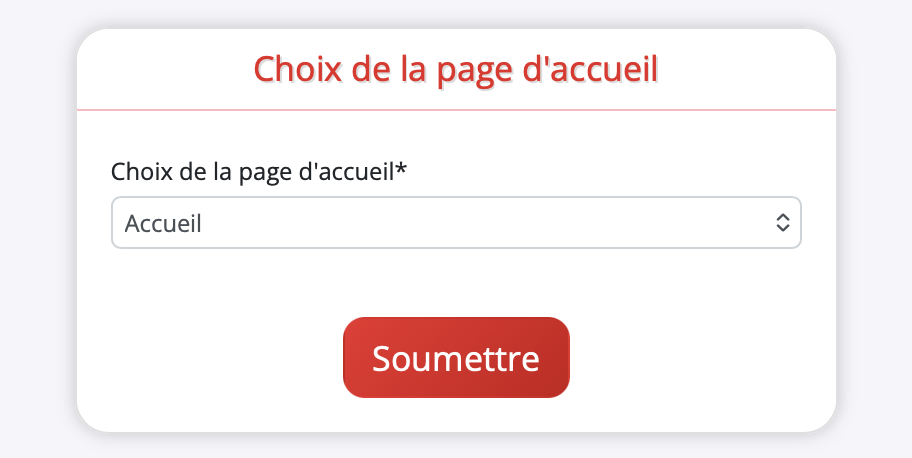 Choix de la page d'accueil