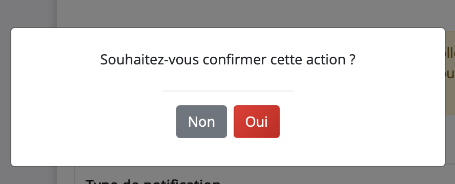 Exemple de fenêtre de confirmation