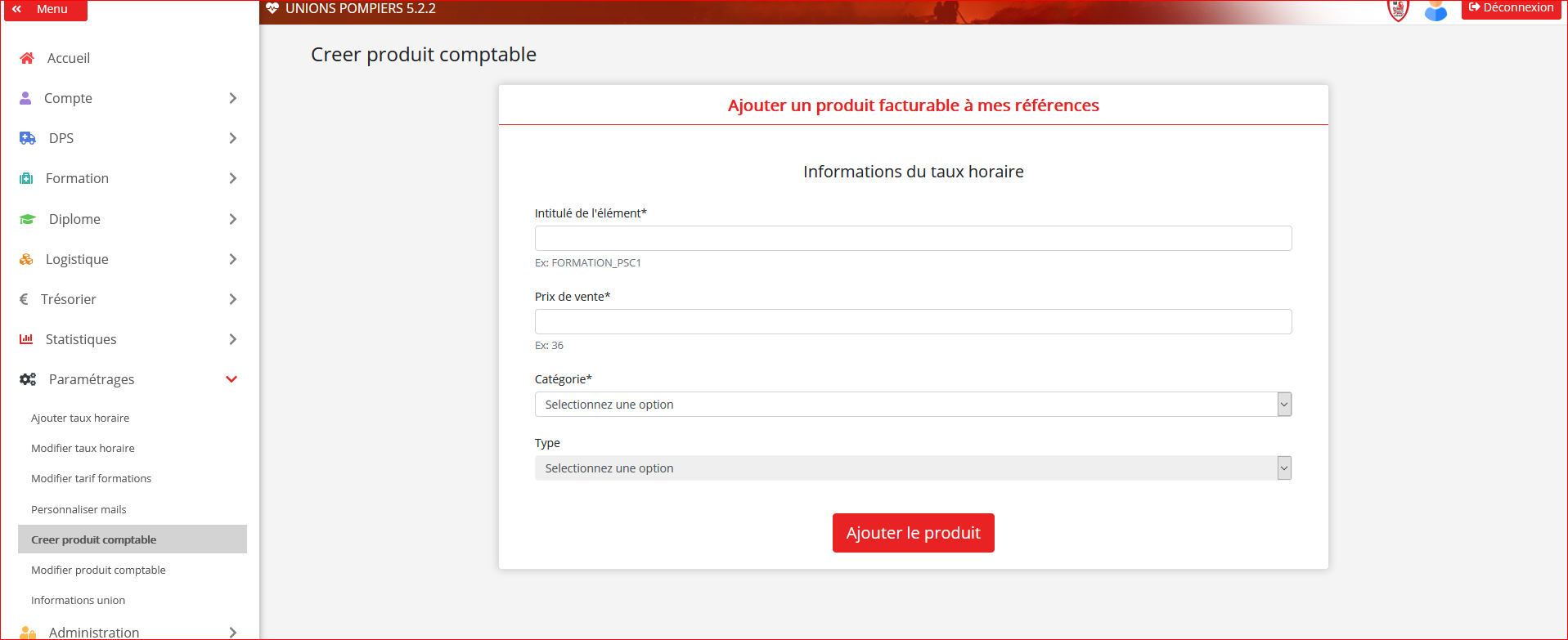 Création d'éléments facturables