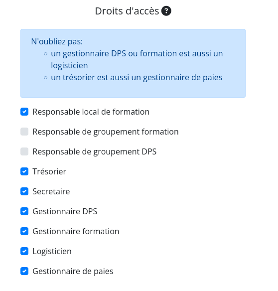 Liste des accréditations