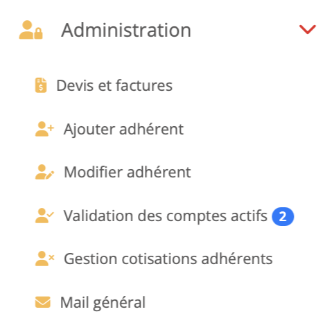 Exemple de badge contextuel dans le menu